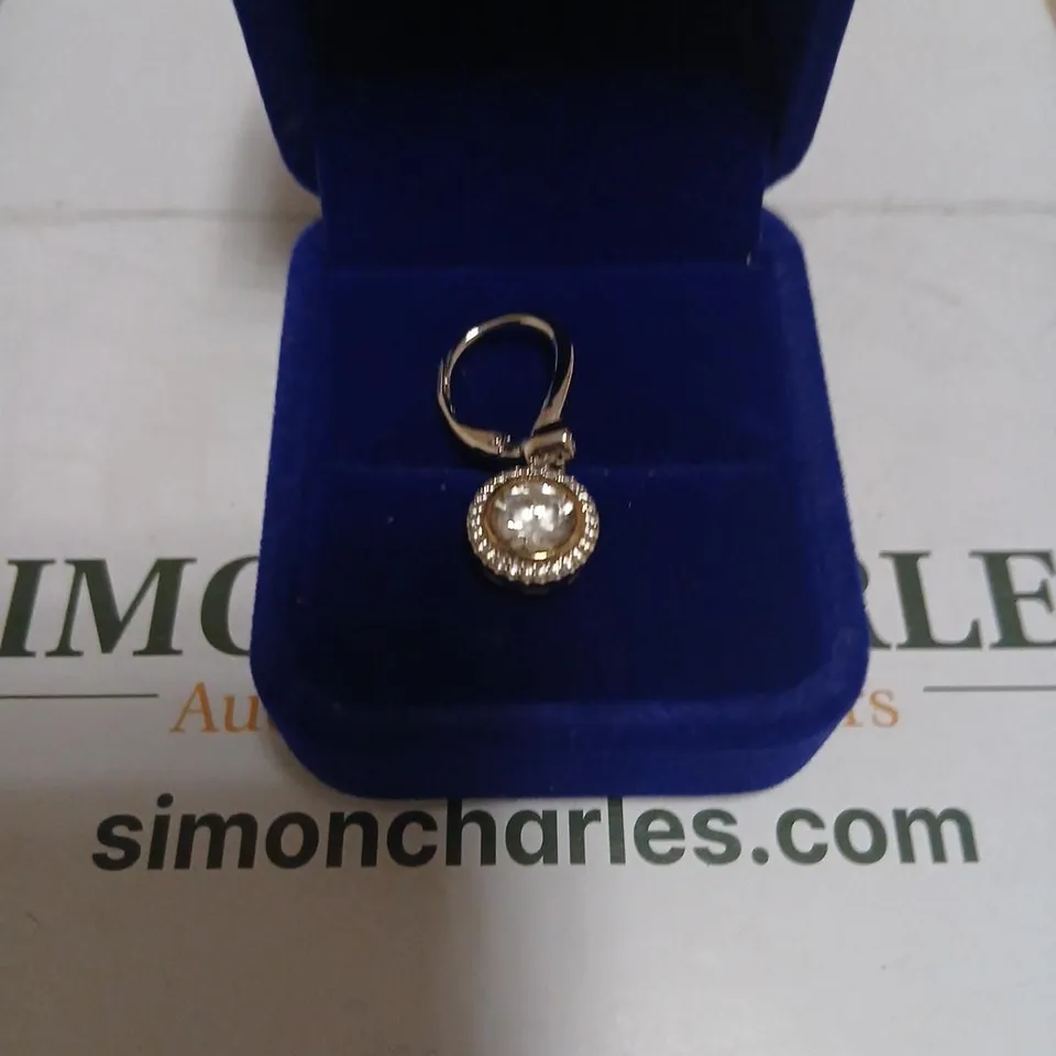 DIAMONIQUE 3.4CT TW CIRCLE 2 TONE LEVERBACK EARRING STERLING SILVER 