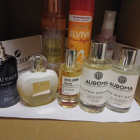 APPROXIMATELY 25 ASSORTED UNBOXED FRAGRANCES TO INCLUDE; AUROMA, NOTED AROMAS, SOAP AND GLORY, DIOR AND BANDERAS