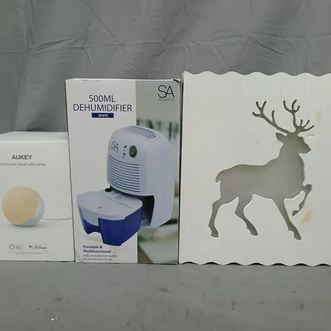 BOX OF APPROXIMATELY 10 ASSORTED HOUSEHOLD ITEMS TO INCLUDE 500ML DEHUMIDIFIER, MULTICOLOUR SMART LED LAMP, ETC - COLLECTION ONLY