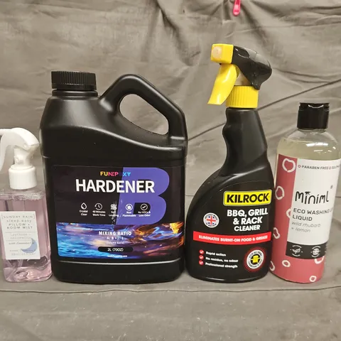 TOTE OF APPROXIMATELY 10 ASSORTED HOUSEHOLD ITEM TO INCLUDE BBQ CLEANER, WASHING UP LIQUID AND PILLOW SPRAY - COLLECTION ONLY 