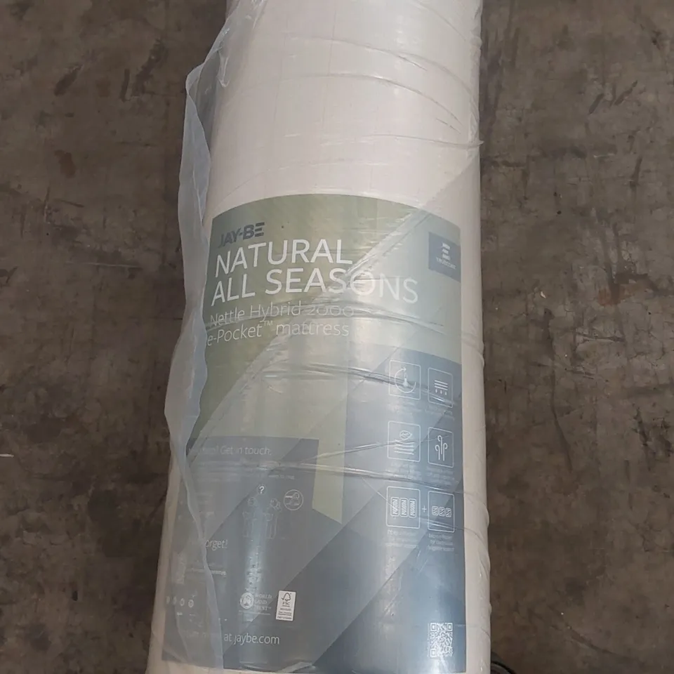 QUALITY BAGGED AND ROLLED JAY-BE NATURAL ALL SEASONS NETTLE HYBRID 2000 E-POCKET DOUBLE MATTRESS 