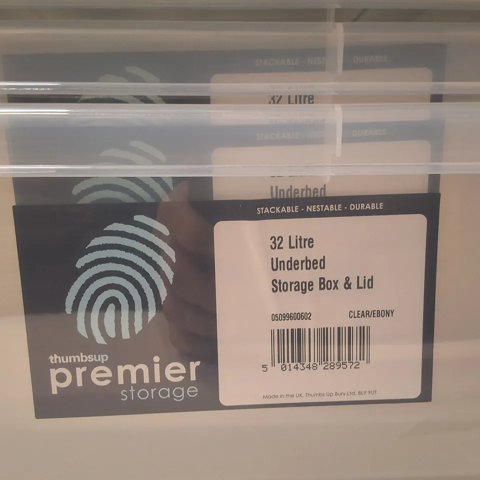 SET OF 3 PREMIER STORAGE 32 LITRE UNDERBED STORAGE BOX & LID