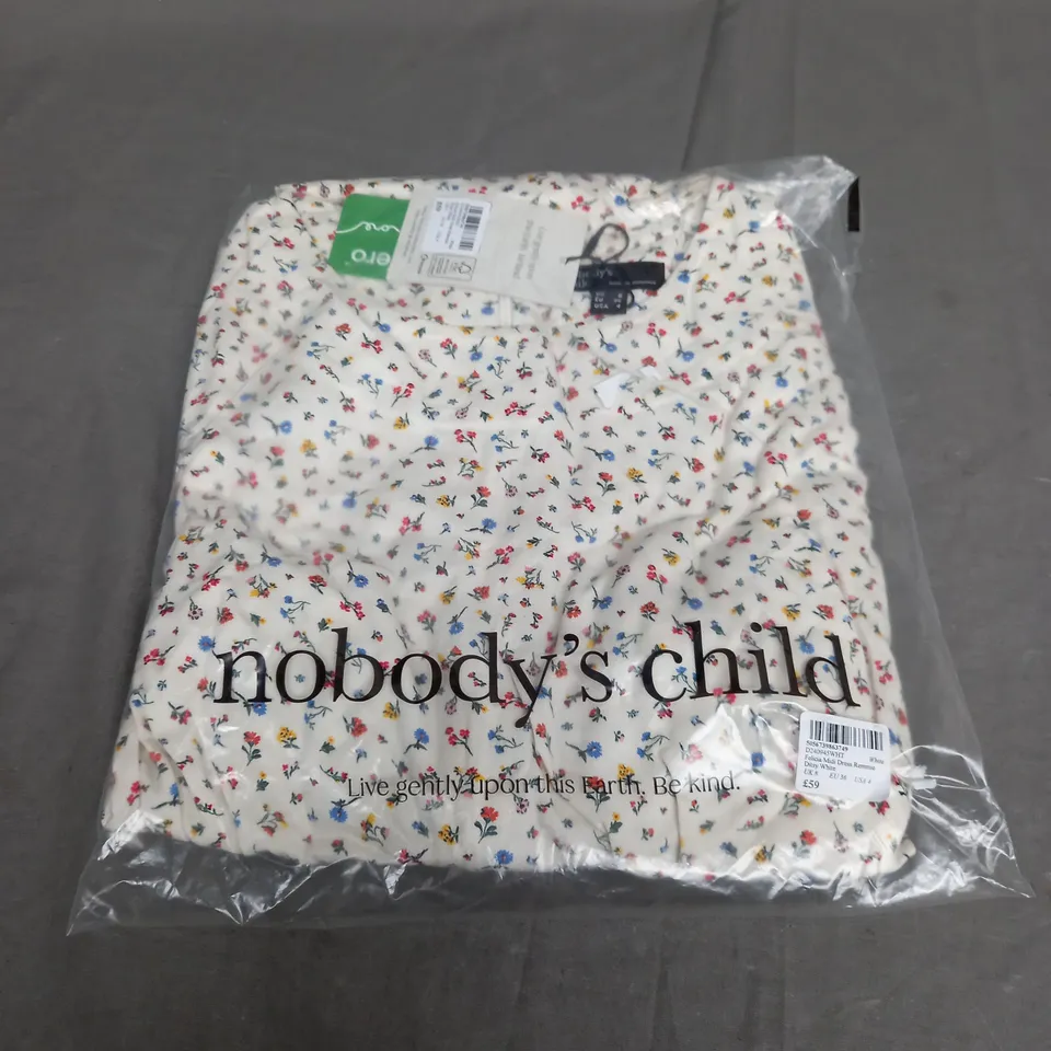 SEALED NOBODYS CHILD FELICIA MIDI DRESS REMMIE DITSY WHITE - UK 8