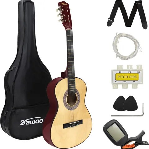 BOXED DAWOO 3/4 SIZE 36 INCH CLASSIC ACOUSTIC GUITAR - BROWN
