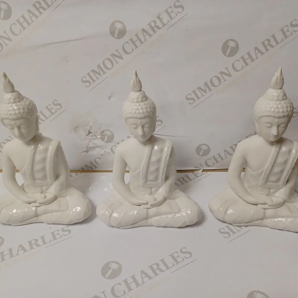 K BY KELLY HOPPEN SET OF 3 SMALL BUDDHAS - WHITE