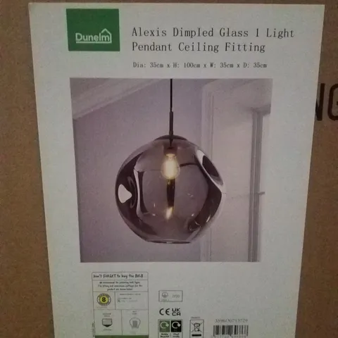 BOXED DUNELM ALEXIS DIMPLED GLASS 1 LIGHT PENDANT CEILING FITTING 