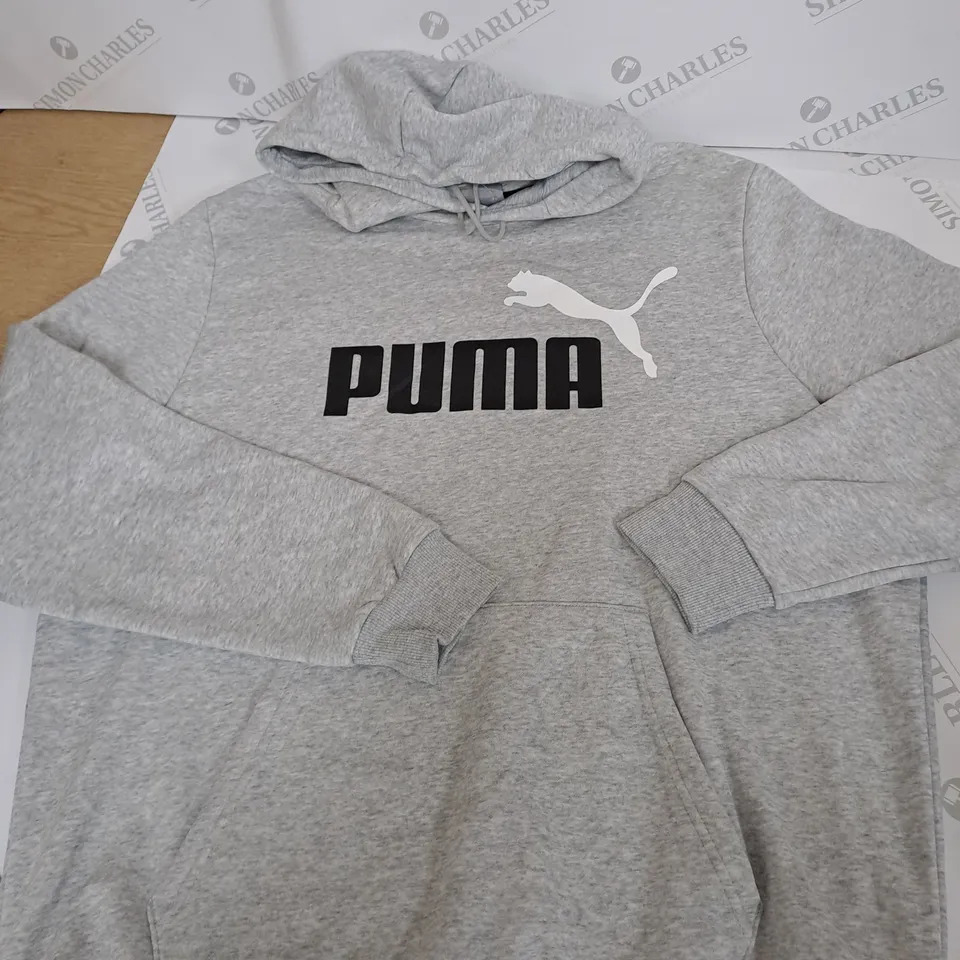 PUMA LOGO OVERHEAD HOODIE IN GREY SIZE XL