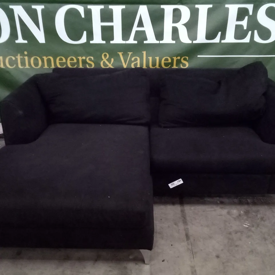 QUALITY DESIGNER 3 SEATER CORNER BLACK W CHAISE
