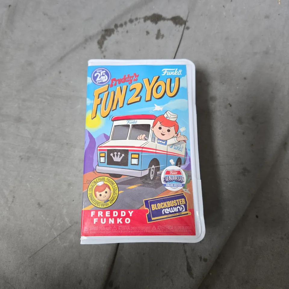 BOX OF ASSORTED TOYS INCLUDING ERASERS & PENCIL SET, FREDDY'S FUN 2 YOU FIGURE, MARKERS, AND ELECTRIC BALLOON PUMP