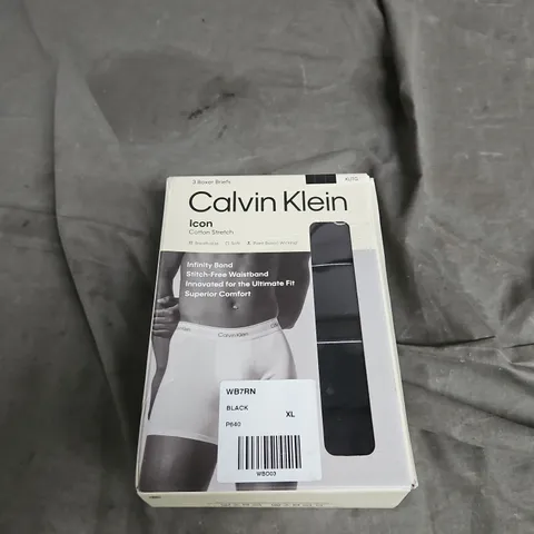 BOXED CALVIN KLEIN 3PACK BOXER BRIEFS IN BLACK SIZE XL