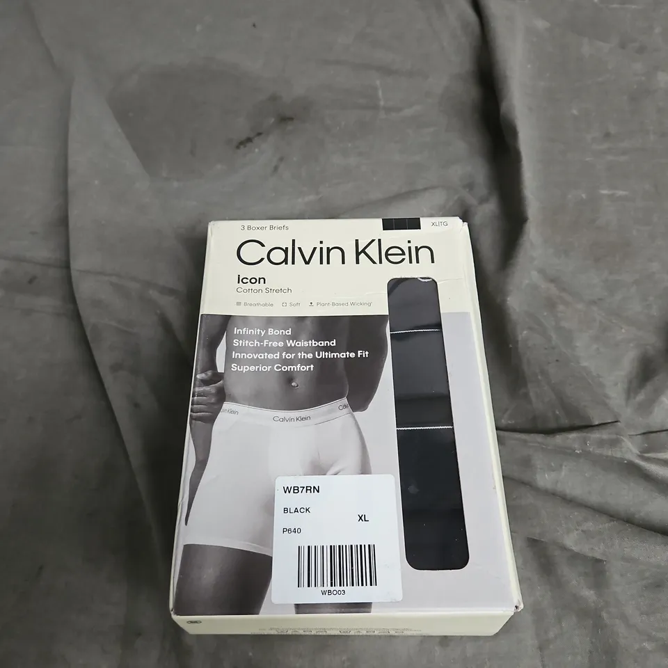 BOXED CALVIN KLEIN 3PACK BOXER BRIEFS IN BLACK SIZE XL