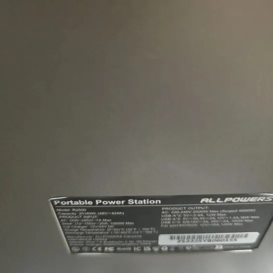 Lot 655: ALLPOWERS PORTABLE POWER STATION R500, 2015WH (46V-42AH ...
