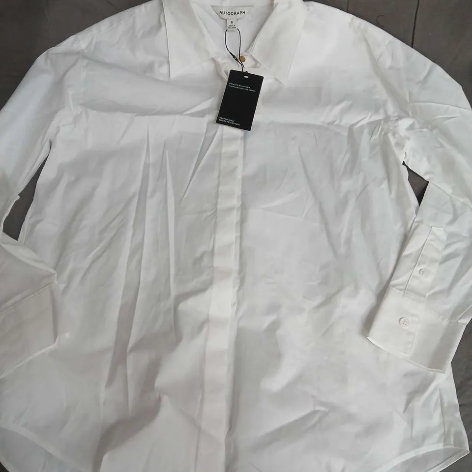 AUTOGRAPH LONG SLEEVE SHIRT IN WHITE - SIZE 8