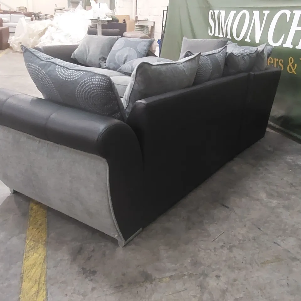 QUALITY DESIGNER UPHOLSTERED CORNER SOFA - GREY & BLACK