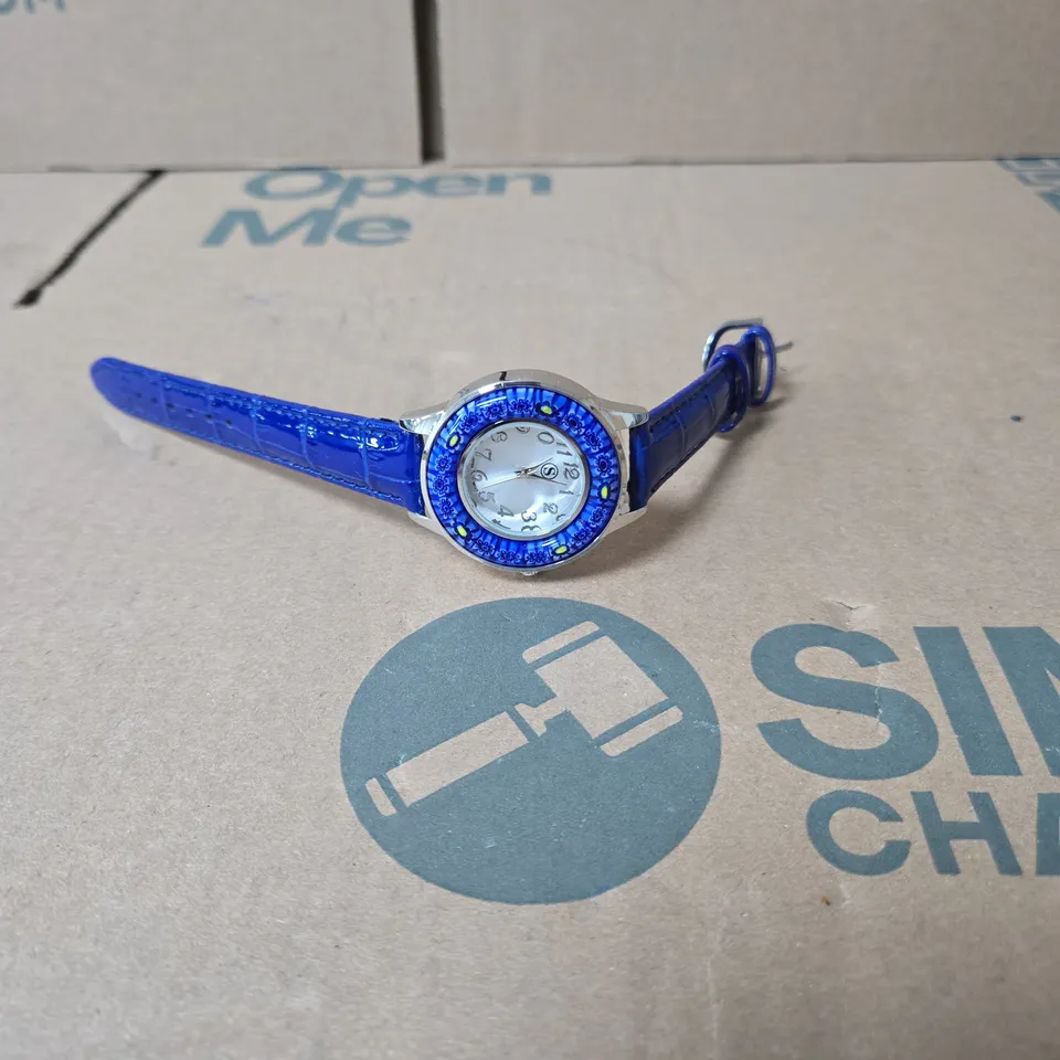 STRADA WRISTWATCH WITH BLUE LEATHER STRAP. BOXED