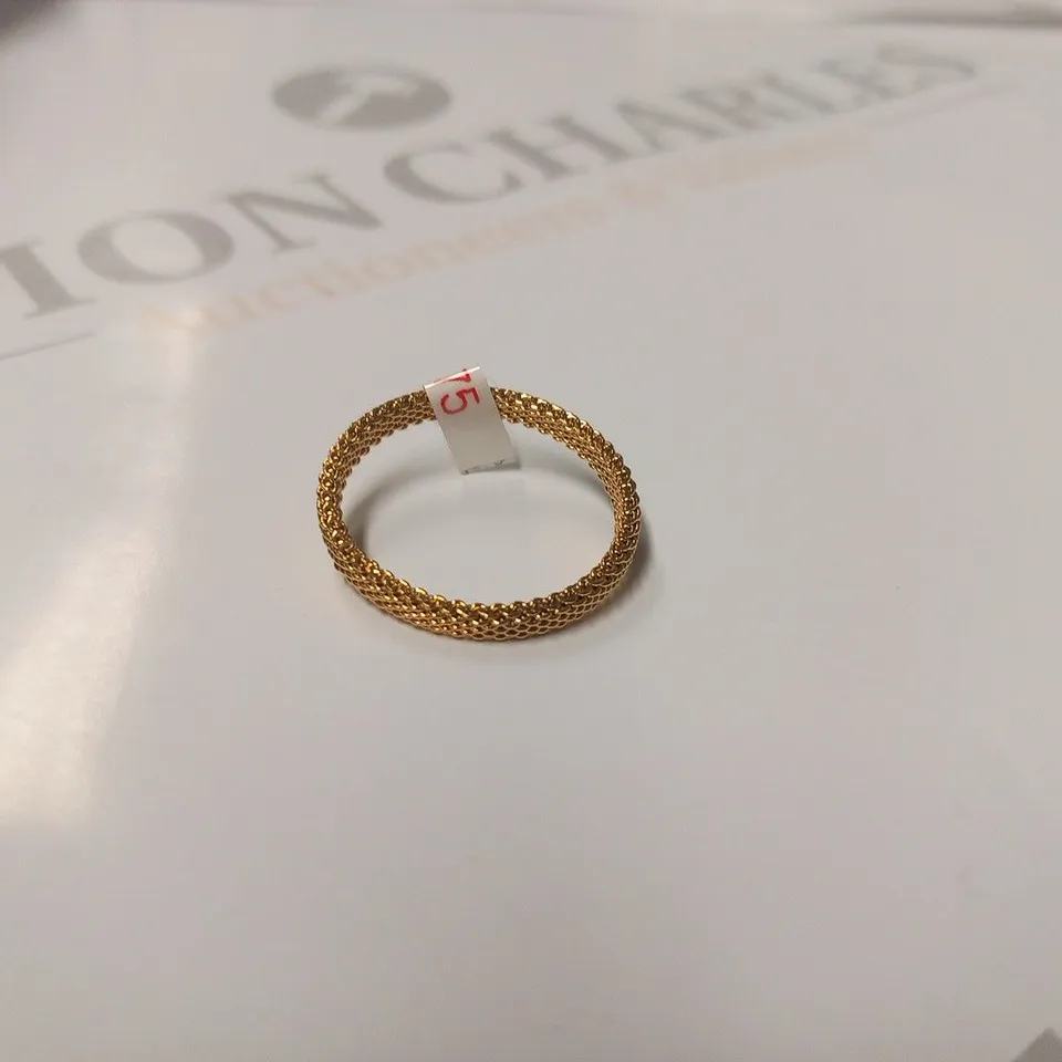 BERING GOLD PLATED MESH INNER RING SIZE 9