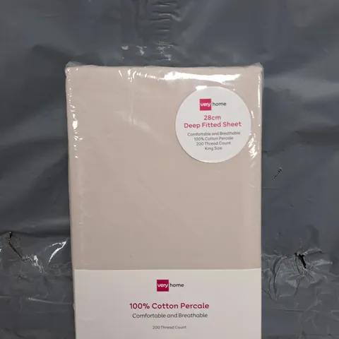 HOME 28CM DEEP FITTED SHEET IN STONE - KING