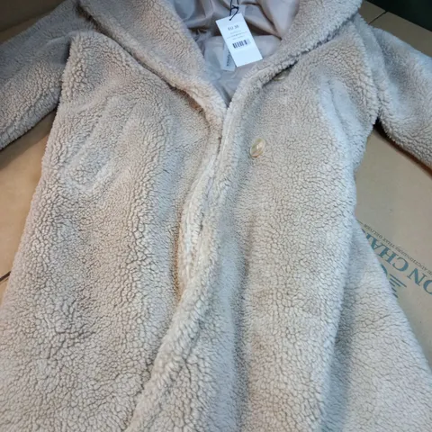 NA-KD LIGHT BEIGE TEDDY COAT - SIZE 8