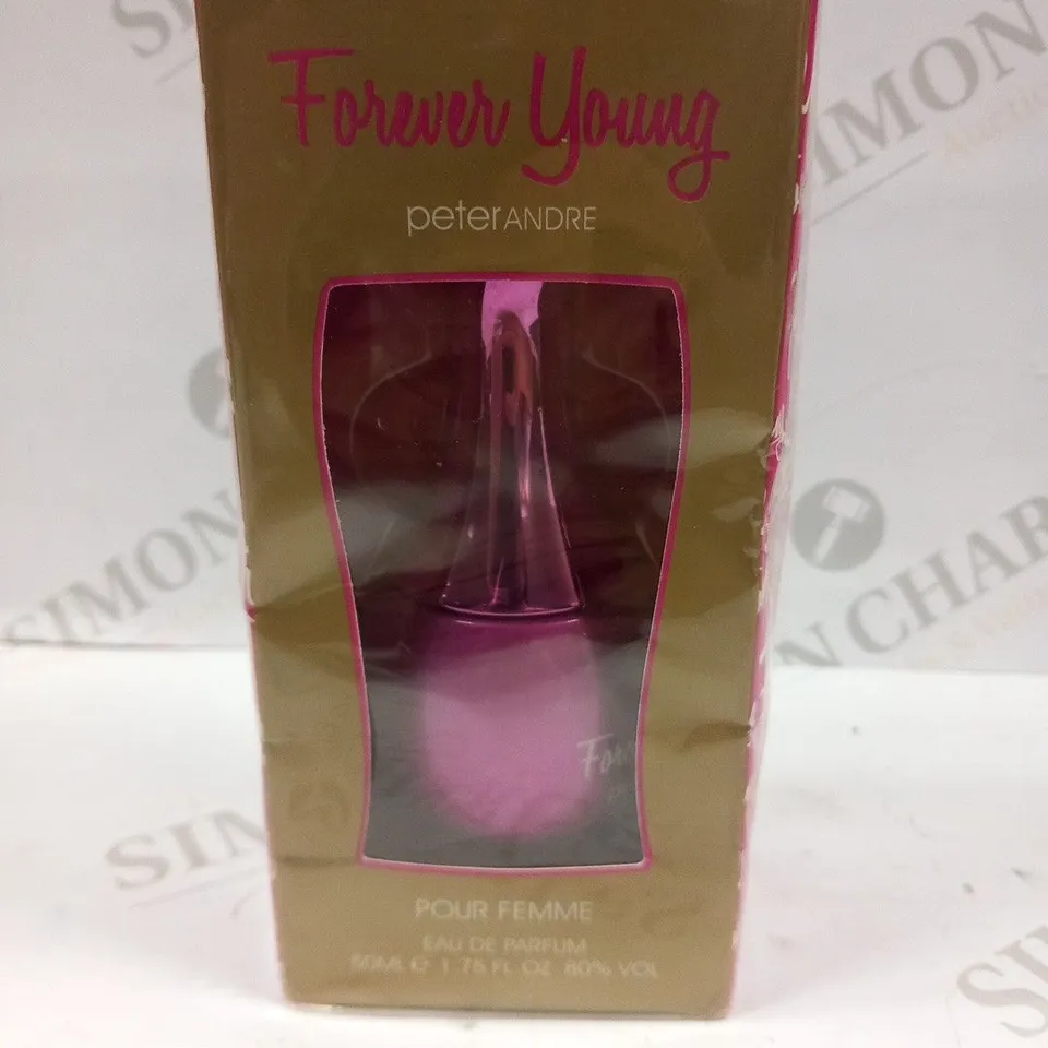 BOXED AND SEALED FOREVER YOUNG PETER ANDRE POUR FEMME EAU DE PARFUM 50ML