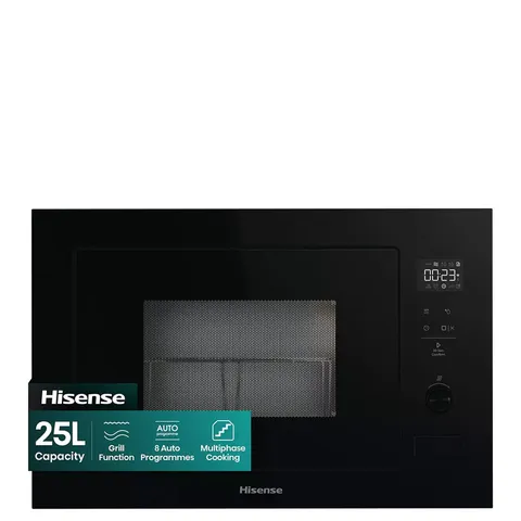 BOXED HISENSE 25L BUILT IN MICROWAVE WITH GRILL - BLACK