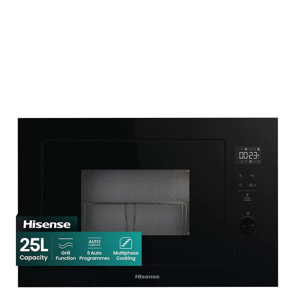 BOXED HISENSE 25L BUILT IN MICROWAVE WITH GRILL - BLACK