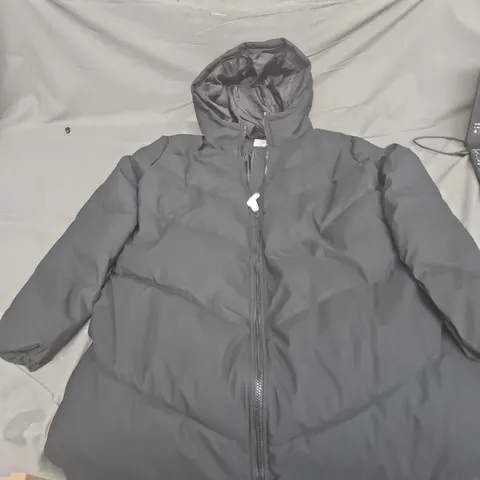JDY WOMEN'S BLACK HOODED PUFFER COAT – UK SIZE L