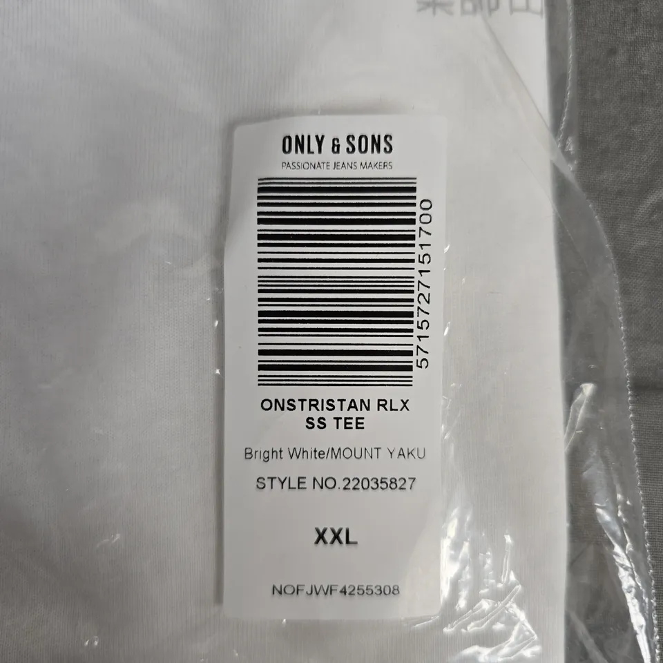 BAGGED ONLY & SONS WHITE SHORT-SLEEVE T-SHIRT – XXL