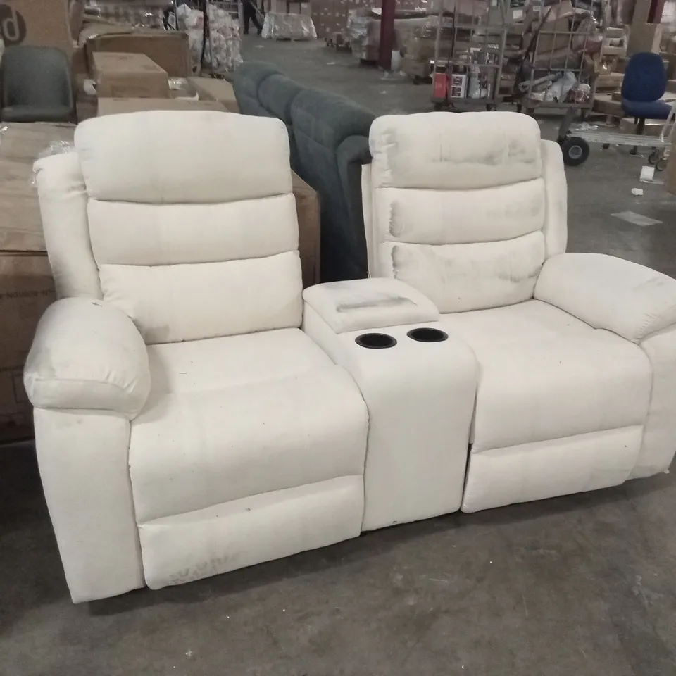 DESIGNER 2 SEATER FABRIC MANUAL RECLINER CINEMA SOFA