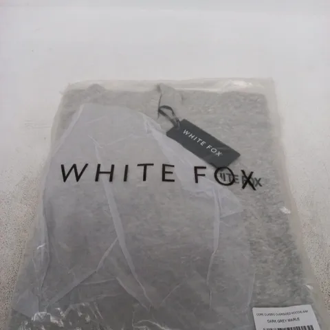 White Fox Core Classic Oversized Hoodie - Dark Grey Marble, S/M