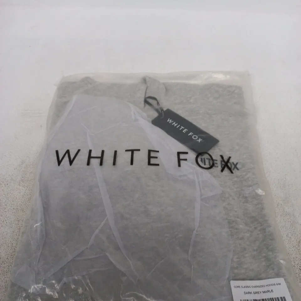 White Fox Core Classic Oversized Hoodie - Dark Grey Marble, S/M
