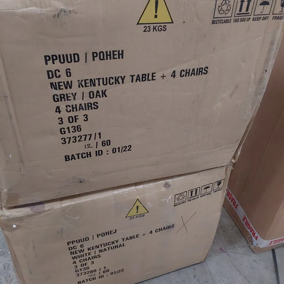BOXED SET OF FOUR NEW KENTUCKY DINING CHAIRS GREY/OAK