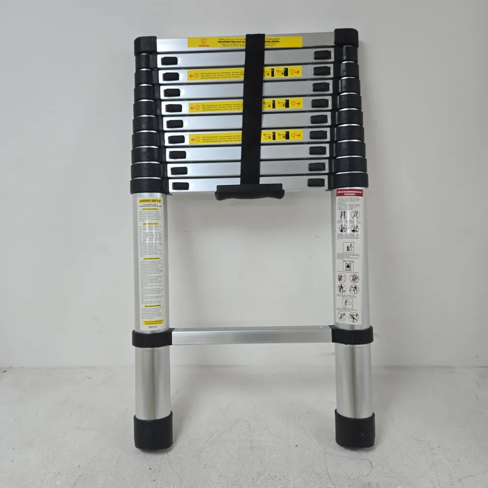 TELESCOPIC ALUMINIUM LADDER EN131 – COMPACT FOLDABLE, WITH STRAP