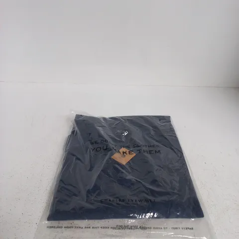 CHARLES TYRWHITT INK-BLUE MERINO ZIP-NECK JUMPER, EXTRA LARGE (XL)