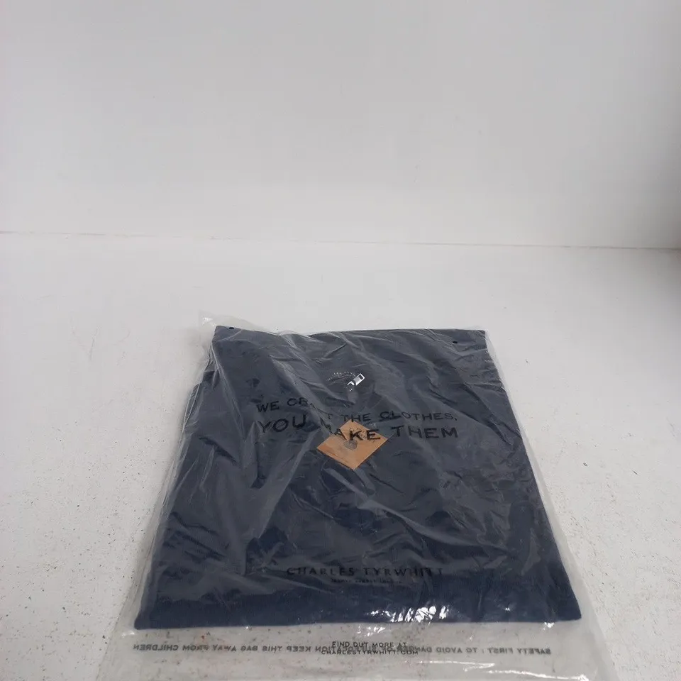 CHARLES TYRWHITT INK-BLUE MERINO ZIP-NECK JUMPER, EXTRA LARGE (XL)