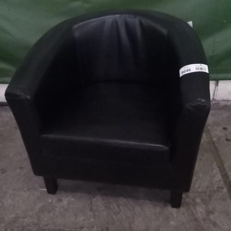 DESIGNER TED BLACK PU LEATHER TUB CHAIR