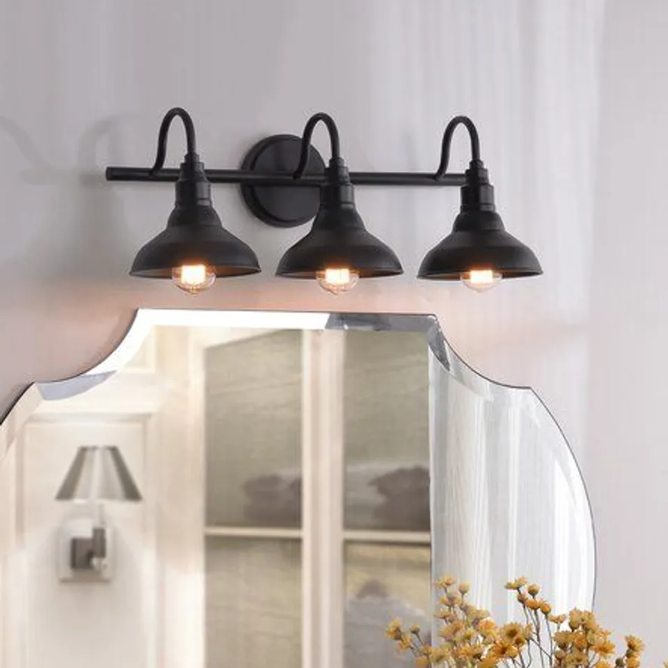 BRUMMETT 3 LIGHT VANITY LIGHT FIXTURE FINISH BLACK