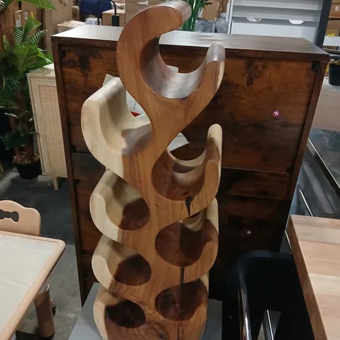 BURRUSS SOLID WOOD TABLETOP WINE BOTTLE RACK BROWN