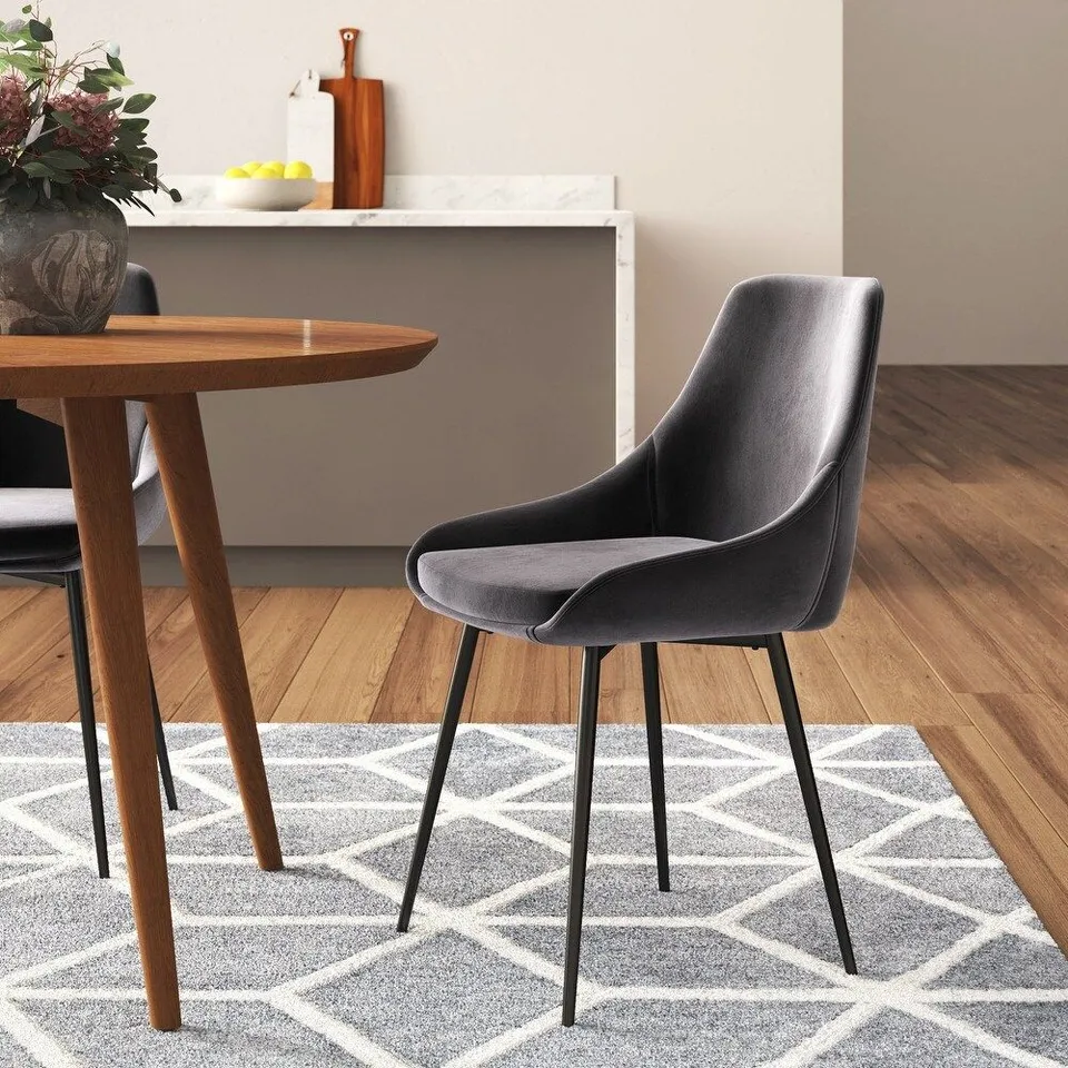 BRAND NEW CARSON CARRINGTON IDO VELVET DINING CHAIRS SET OF 2 -GREY-