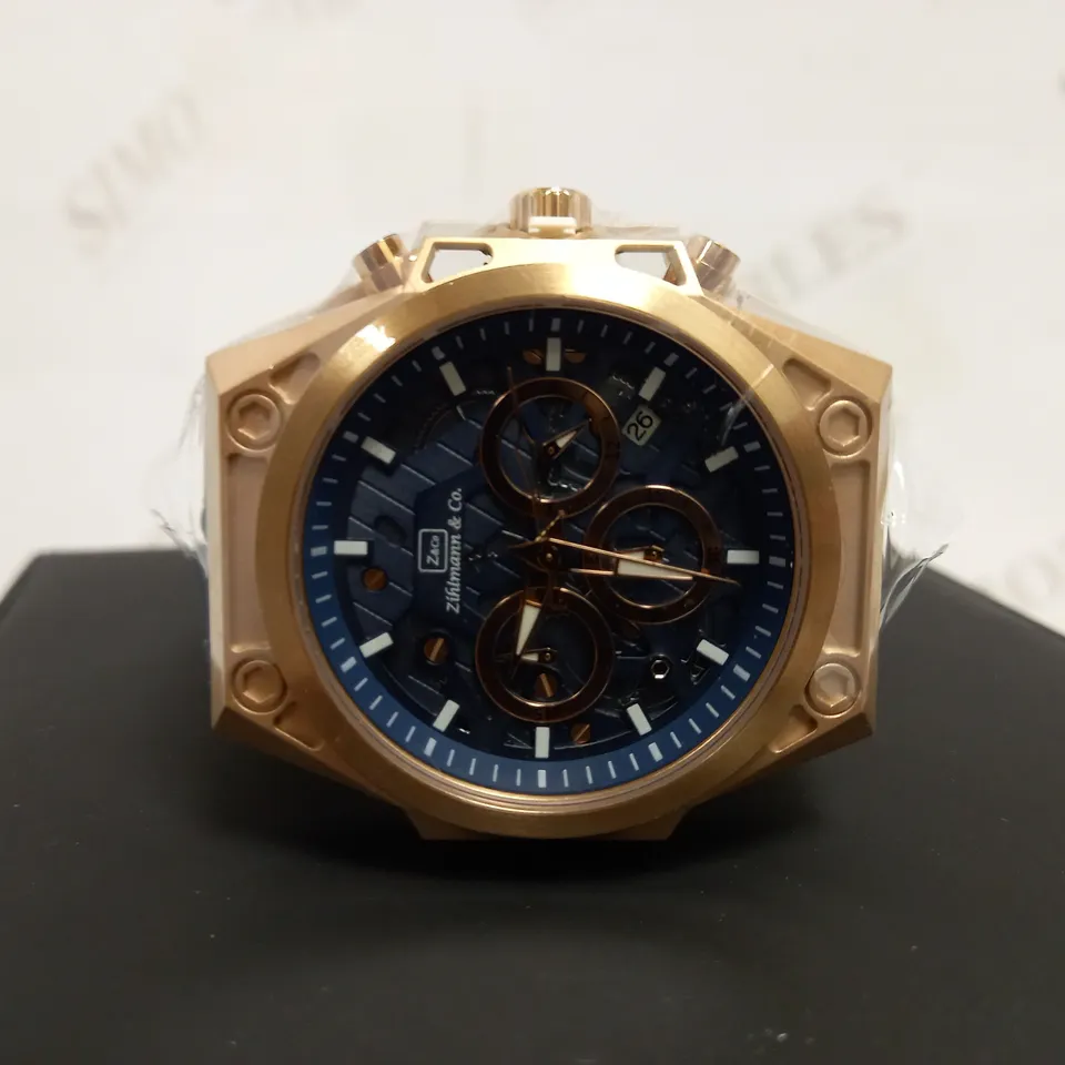 ZIHLMANN & CO TRIPLE DIAL STUD DETAIL RUBBER STRAP WATCH RRP £520