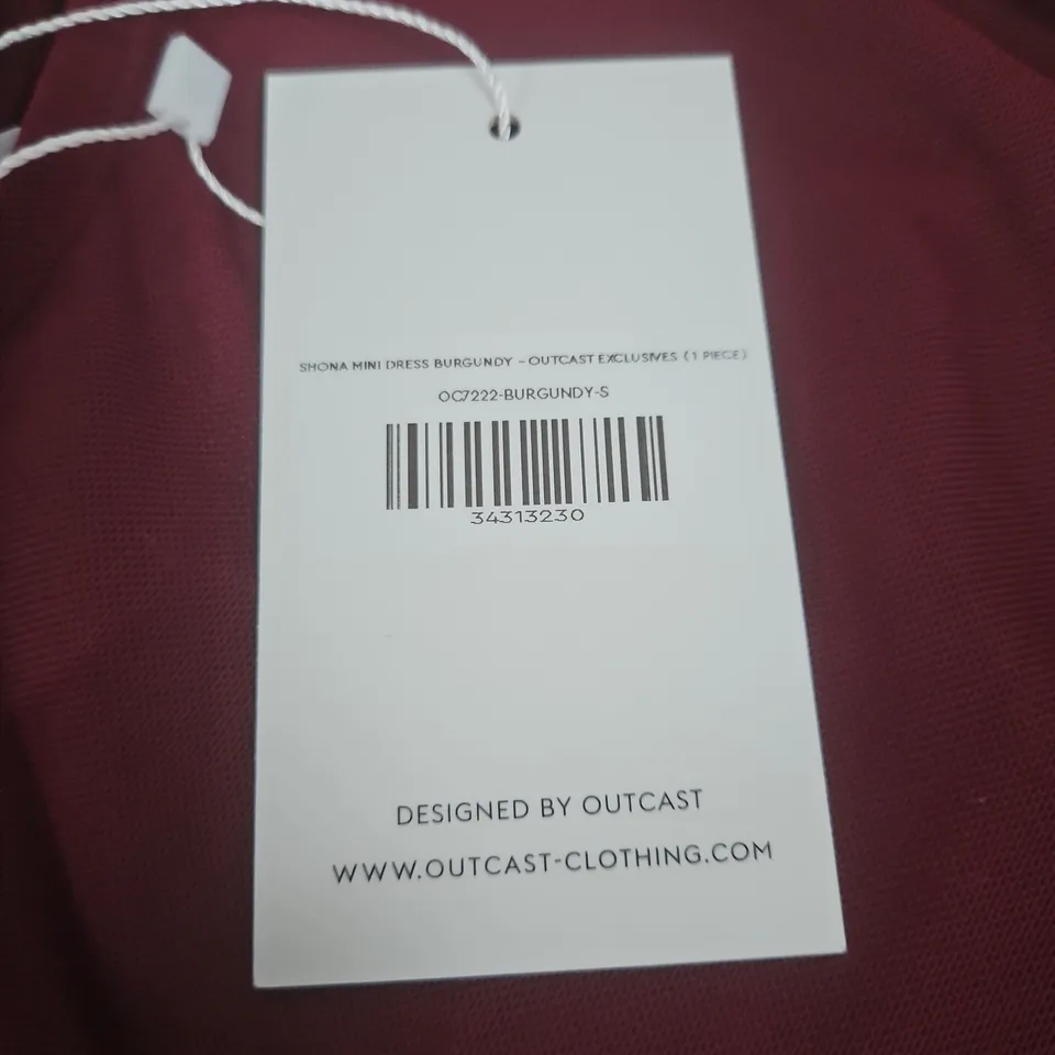 OUTCAST SHONA MINI DRESS IN BURGUNDY - S