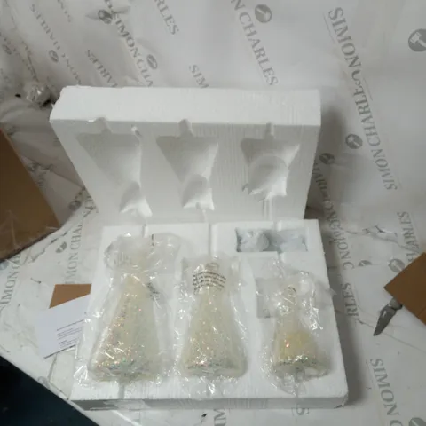 HOME REFLECTIONS SET OF 3 PRE-LIT GLASS ANGEL CANDLE HOLDERS