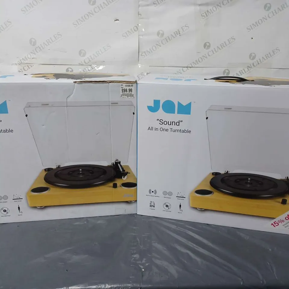 2 BOXED JAM "SOUND" ALL IN ONE TURNTABLES