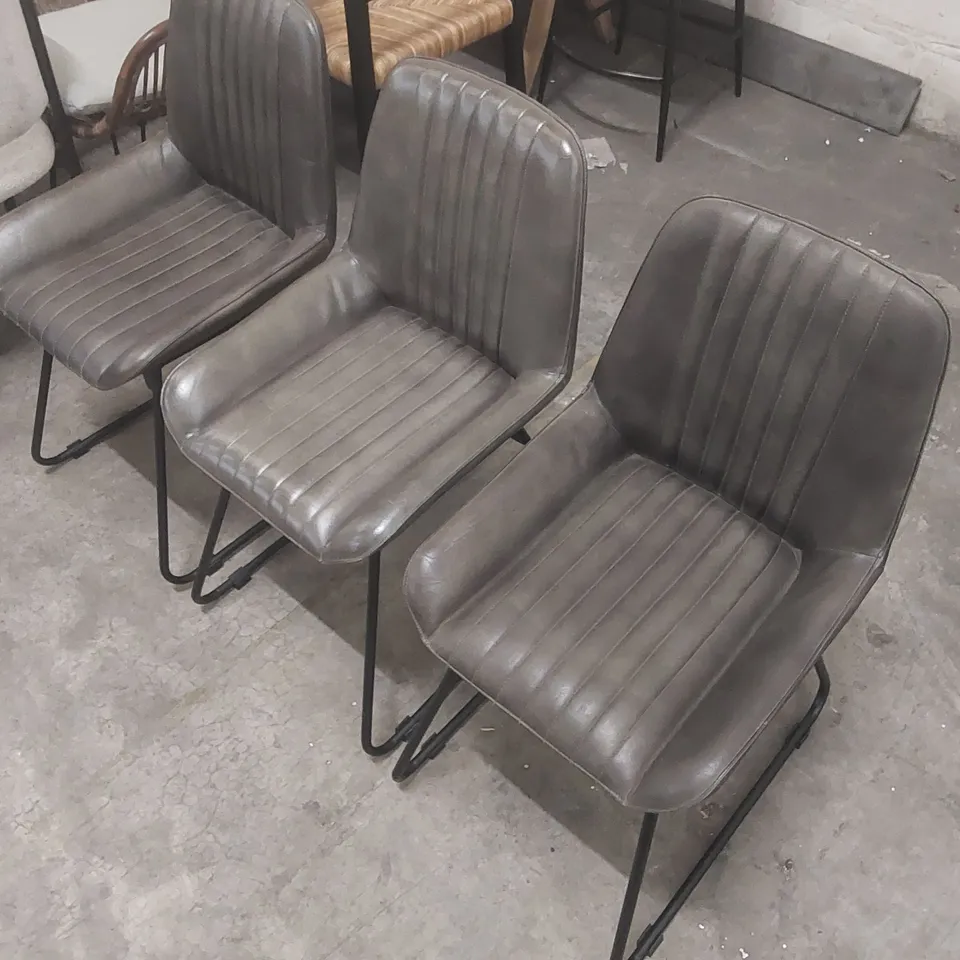 SET OF 3x BROOKLYN LEATHER DINING CHAIRS
