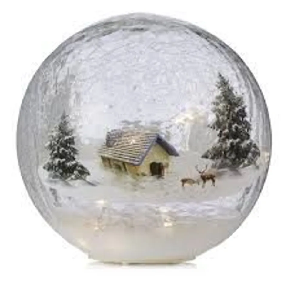 FESTIVE WINTER SCENE CRACKLE EFFECT BALL DECOR