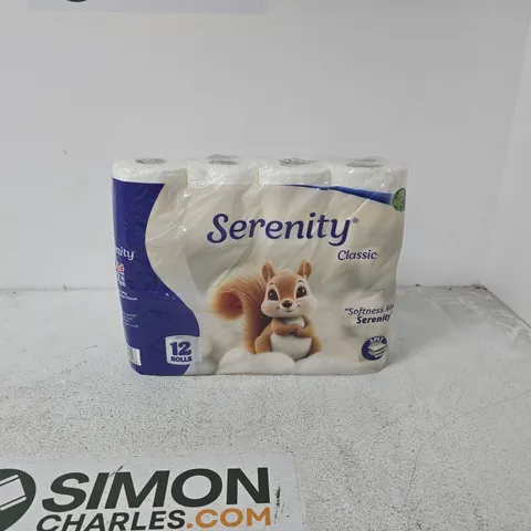 SERENITY CLASSIC TOILET TISSUE, 12 ROLLS