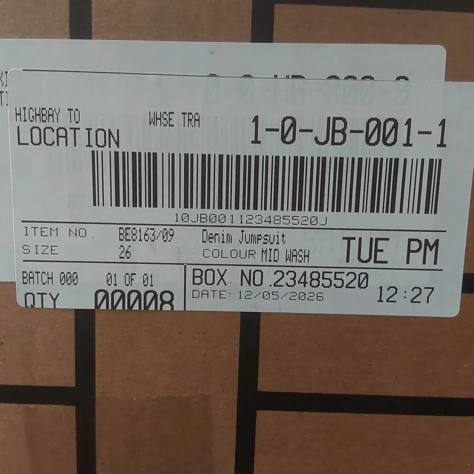 BOX CONTAINING APPROXIMATELY 8x BRAND NEW SIMPLY BE DENIM MIDWASH DENIM JUMPSUITS - SIZE 26