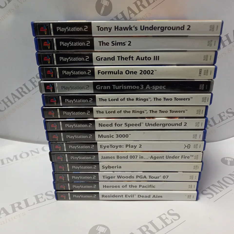 APPROXIMATELY 15 ASSORTED PLAYSTATION 2 GAMES TO INCLUDE TONY HAWKS UNDERGROUND 2, THE SIMS 2, GRAND THEFT AUTO III, ETC