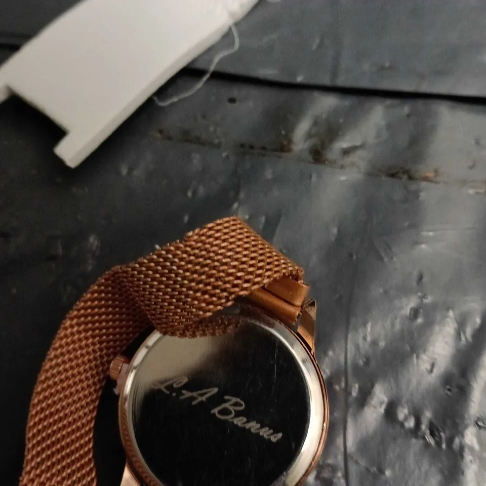 ROSE GOLD-TONE MESH WRISTWATCH WITH GREEN DIAL 