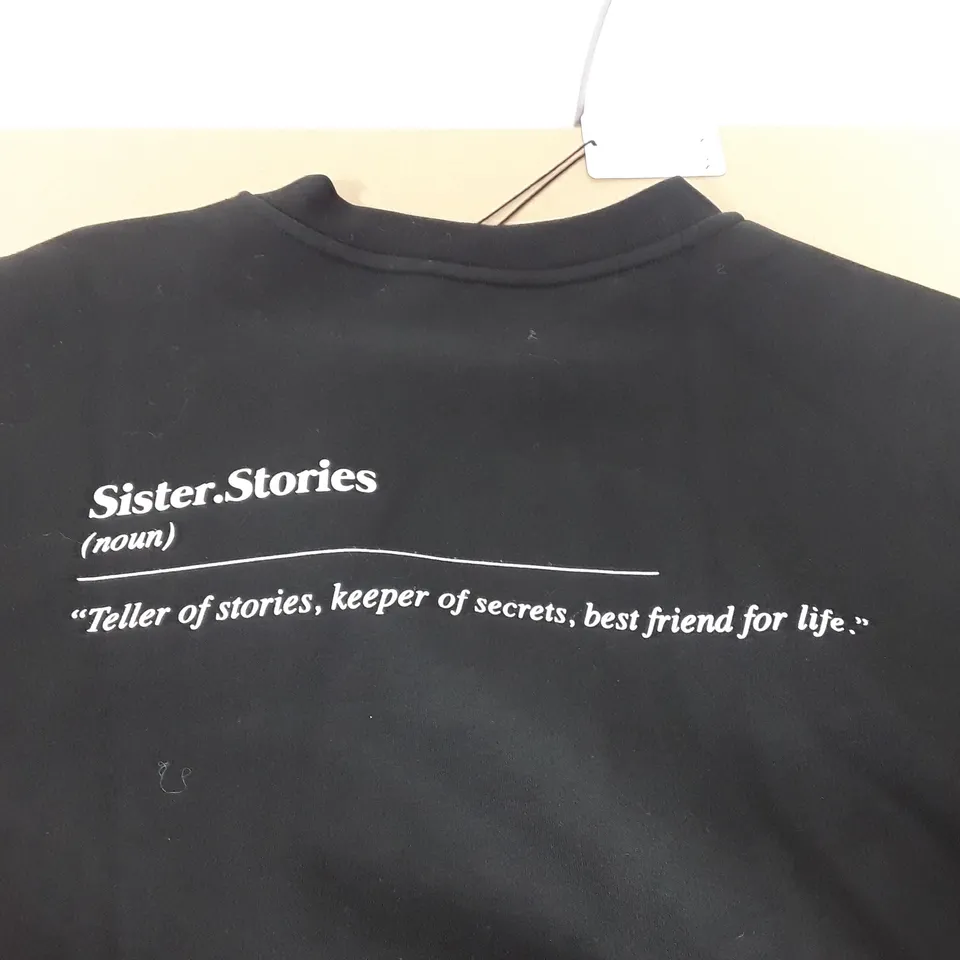 SISTER STORIES BLACK CREW JUMPER - S