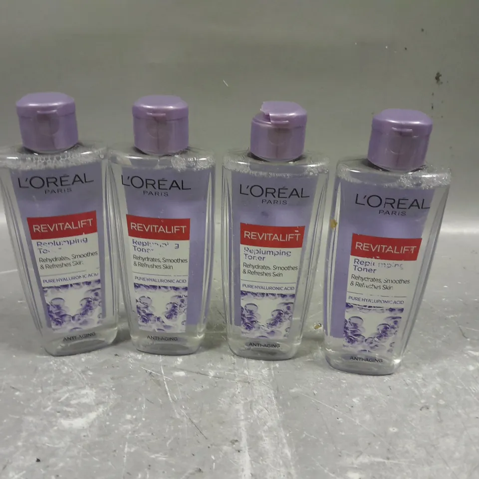 LOT OF 4 L'OREAL REVITALIFT REPLUMPING TONER 200ML